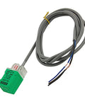 Inductive Proximity Sensor Detect Switch PNP 3 Wire DC 10 To 30V 200mA 5 Millimeter Sensing Distance Ready For Industrial Automation Projects And DIY Robotics, green plastic sensor with gray cable