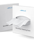JSAUX microfiber cleaning cloth box set, front view showing cloth illustration, 100-pack