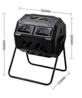 Dual Chamber Compost Tumbler 160L With Sliding Doors, High Capacity Outdoor Bin for Garden, Kitchen and Yard Waste