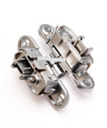 No Sweat Heavy Duty 10 Piece 3D Adjustable Cross Door Hinges Invisible Zinc Alloy Hidden Hinge Kit, showing metallic hinge detail.