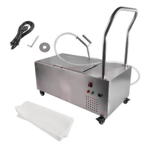 Getanye 55 Gallon Commercial Oil Filter Machine 14.53 Gal stainless steel fryer cart with hose and parts for efficient filtration.