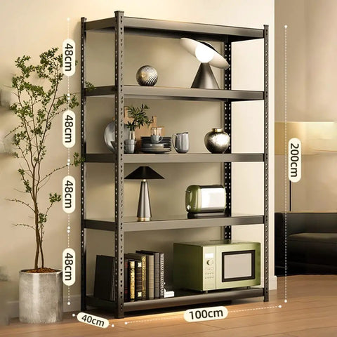 Tough As Nails Five Tier Adjustable Metal Shelving Unit, 200cm tall, heavy duty steel rack in a modern space.