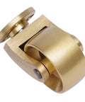 Super Sturdy Universal Brass Casters Four Pack Of 360 Degree Swivel Wheels That Roll Smooth As Butter For Chairs Tables And Home Cabinetry To Help Your Space Level Up Without Breaking A Sweat, close-up of brass caster.