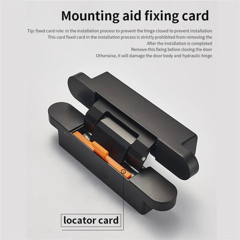 Heavy Hitter Ball Bearing Door Hinges Featuring 180 Degree Swivel Motion Invisible Hydraulic Build For Kitchen Cabinets And Folding Doors, Mounting aid fixing card for easy hinge installation.