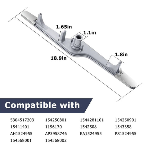 Grey dishwasher lower spray arm with shield replacement for various models 154568002 1191315 154568001 5304517203 AP3958746.