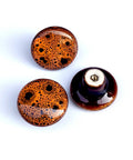 Top Notch Handpainted Ceramic Mushroom Knobs For Dresser Drawers And Kitchen Cabinets 15 Pack with orange speckled design.