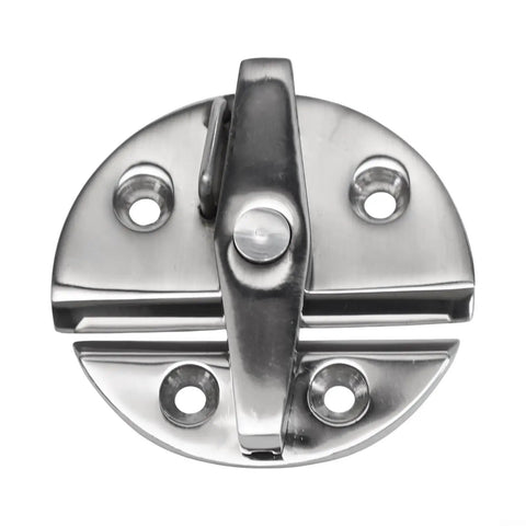 Built Dang Rock Solid 316 Marine Stainless Steel Door Catch Latch With Twist Lock For Center Console Boats And Trailers. Close-up view.