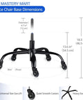 Heavy Duty Office Chair Base Replacement Bundle With 352 Lb Capacity, Smooth All Floor Rolling, Swivel Base With 75 Mm Caster Wheels