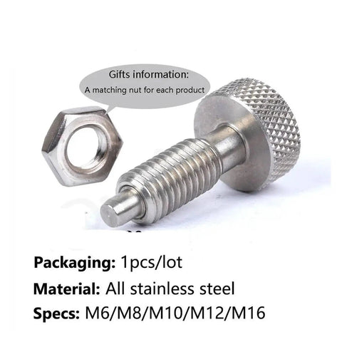 Beefy All Stainless Steel Spring Screw Bolt with nut, M6/M8/M10/M12/M16, for heavy duty fabrication and toolbox use.