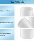 8 Pack 1/2 Inch PVC Wye Fittings 3 Way Y Connectors SCH 40 White showing high-quality material and features for DIY projects