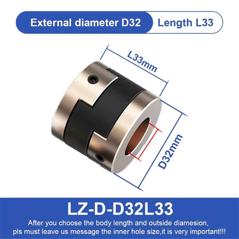 Upgrade Your 3D Printer Speed With Premium Flexible Shaft Coupler Oldham Style In Bold Sizes Like 8mm And 10mm For Smooth Motion Control And Precision Printing Performance Today. 32mm x 33mm metal coupler for 3D printer shafts