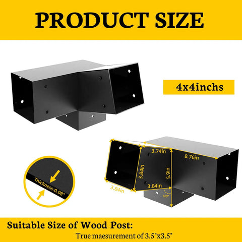 30 Degree 3-Way Pergola Bracket Set For 4x4 Posts 13-Gauge Slant Roof Brackets, DIY Woodwork Brackets For Patios, Pergolas, Gazebos, And Log Cabins, 2 Pack