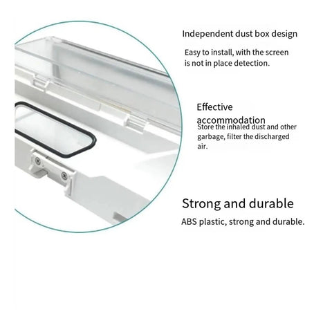 Premium Replacement Dust Box For Roborock S5 S50 S51 S55 S6 T6 Robot Vacuum Cleaner close-up view showing easy detachable design and durable ABS plastic.