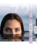 All Day Waterproof Lash Bond And Seal Eyelash Glue 10ml next to woman in water, showing waterproof feature