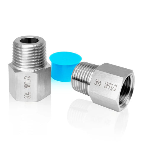 Two Pack One Half Inch NPT Female To One Half Inch NPT Male Reducer Fittings Stainless Steel 304 Water Pipe Adapter