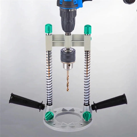 Adjustable Drill Guide Bracket for Hand Electric Drill 1.5mm to 13mm Chuck, 90 Degree Vertical Positioning, dual handles