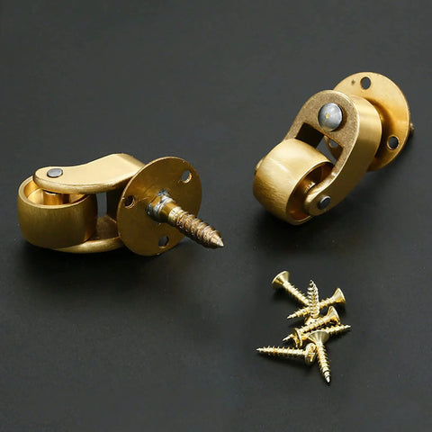 Hella Smooth 360 Swivel Brass Caster Wheels With Slick Vintage Style Built Tough For Heavy Duty Furniture Rollers Simple Bolt Attach Design Handles Two Hundred Kilos Like A Total Champ Daily with golden brass finish.