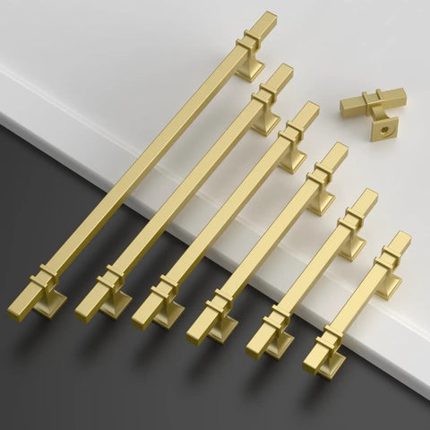 Slick 10 Pack Brushed Gold Kitchen Cabinet Handles 5 Inch Center To Hole Pulls For Wooden Drawers Cupboards Easy Mount stacked on a surface.