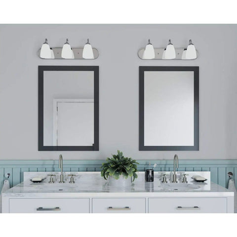 Gather Collection 3 Light Bath Vanity Light With Etched Glass Shades In Polished Chrome 24 Inch Width Traditional Yet Modern Bath Lighting