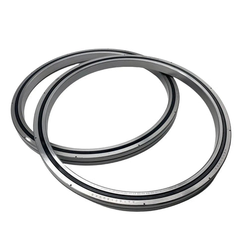 Precision Cross Roller Ring RA14008 Heavy Duty Slewing Bearing for Industrial Robot Arms in silver, showcasing dual rings for stability.