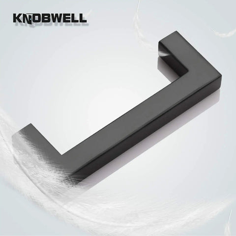 Six Pack Black Stainless Steel T Bar Kitchen Cabinet Door Pull Handles, 3.5 Inch Center To Center, Matte Finish close-up