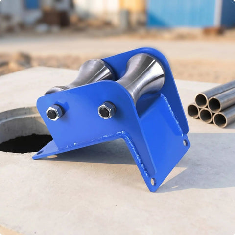Industrial Grade Cable Pulley Roller Guide Assembly For Heavy Duty Routing On Assembly Lines Built Tough As Nails With Carbon Steel Construction Three Wheel Wellhead Tool Featuring 160 And 60 Mm Specs, blue steel three-wheel roller guide