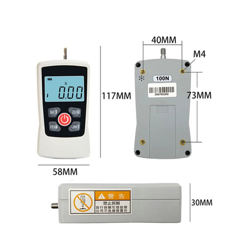 Badass Durable Digital Push Pull Force Gauge Dynamometer with high res display and portable design measuring tension and compression.