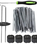 Heavy Duty 6 Inch Garden Landscape Staples U Shaped 11 Gauge Galvanized Pins With 50 Staples And 50 Gasket Washers For Weed Barrier Fabric Sod Lawn Fences Tarps Hoses And Outdoor Projects