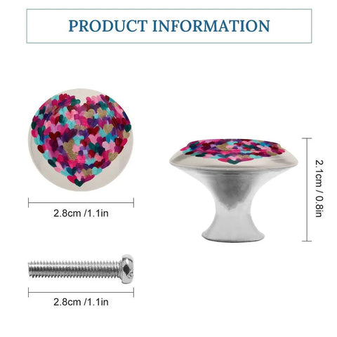Top Shelf Heart Shaped Crystal Glass Drawer Knobs And Cabinet Pulls, hand painted pink purple red decor with stainless steel base.