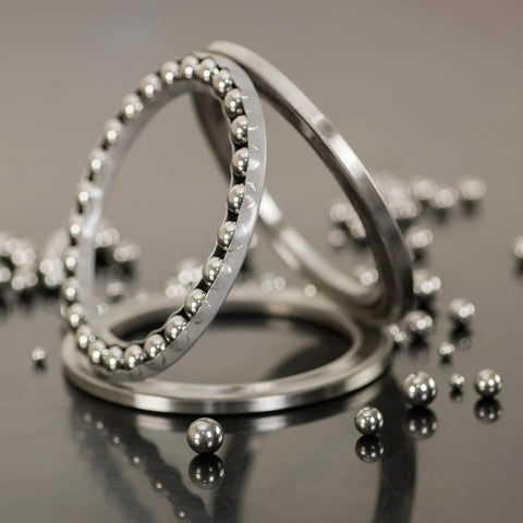 Wicked Smooth 3/32 Inch 440C Stainless Steel Bearing Balls, 2.381mm G10 Precision Grade, 500 Pack with bearing rings.