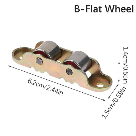 30 Pack Heavy Duty Double Wheel Sliding Door Rollers And Window Track Pulleys Built Tough To Block Humidity Runs Like A Dream With Chrome Alloy Finish, showing a flat wheel.