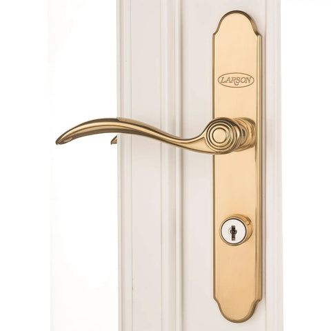 QuickFit Curved Brass Door Handle For Storm Doors, Easy No-Hassle Install, Sleek Modern Look, Durable Brass Build With Secure Locking