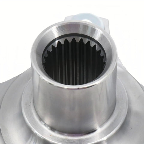 Close-up view of the front wheel bearing hub assembly for Mitsubishi Mirage, showcasing the heat-treated steel housing.
