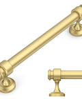 10 Pack Brushed Gold Cabinet Pulls With 5 Inch Hole Centers For Kitchen Cabinets And Bathroom Drawers, sleek design, easy install.