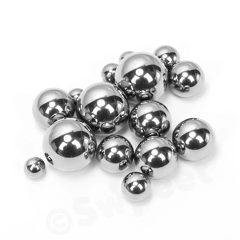 Premium Assorted Stainless Steel Ball Bearings Kit Featuring Three Hundred Pieces in Twelve Precise Sizes For Hassle Free Bicycle Repairs Ultra Smooth Caster Wheels And Quick Garage Fixes - assorted stainless steel balls of various sizes.