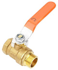 Heavy Duty Brass Ball Valve Half Inch Male And Female Threaded Plumbing Fixture With Hella Reliable Shutoff Control, shown with orange handle.