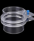 Pssopp Adjustable Automatic Acrylic Fish Feeder For Aquariums With Plastic Screws, Prevents Food Drift And Ties Securely To Tank, transparent design.
