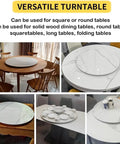 Hella Durable 40 Inch Lazy Susan Rotating Serving Tray Cut From Thick Sintered Stone With A Smooth As Butter 360 Swivel Design That Is Truly A Kitchen Game Changer For Big Family Gatherings In Clean Black on various tables.