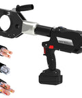 Beast Of A Battery Powered Cable Cutter with 120KN Cut Force, LED Display, shown cutting copper and alloy cables, Phi105mm capacity.