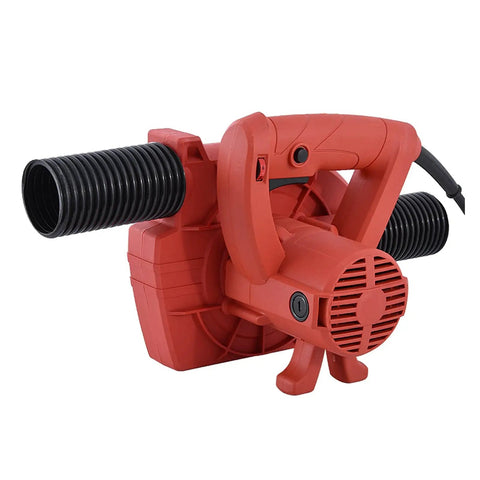 Hella Versatile Dual Purpose Industrial Vacuum Cleaner And Air Blower For Wall Grinders Heavy Duty Dust Extractor With Universal Suction Hose 1280W, red blower with flexible hose.