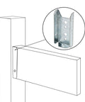 Illustration showing Eight Pack Galvanized Fence Brackets For 2x4 Wood Rails, Heavy Duty Fence Bracket Repair Kit, in use.