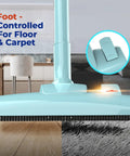 Corded Stick Vacuum Cleaner 450W, Lightweight 2-In-1 shown on floor and carpet, highlighting foot-controlled feature.