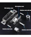 Smooth As Silk Double Concave Pulleys And Sliding Door Rollers Built Rock Solid In 14mm Rust Proof Stainless Steel parts displayed on a black background.