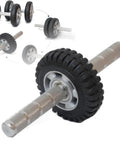 Pro Grade Four Wheel Ab Roller With Smooth Stainless Handle For Hardcore Core Grinds And Sculpted Abs 200mm side view showing stainless steel handle and rubber wheels