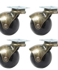 Slick Heavy Duty 2 Inch Swivel Ball Casters In Antique Copper And Brass Finishes for vintage furniture, set of four black rollers.