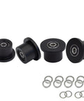 Rock Solid Replacement Glide Rollers Set Of Four For Cross Trainer Equipment With Fully Sealed Bearings and smooth gliding rollers in black.