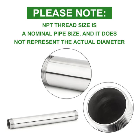 Stainless Steel Pipe Fittings 2 Inch NPT Male To 2 Inch NPT Male Nipple, 10 Inch Length, 304 stainless steel, corrosion resistant