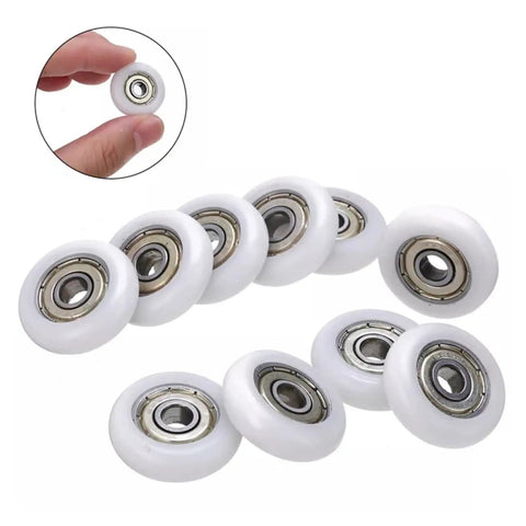 10 Piece Heavy Duty Nylon Shower Door Roller Wheel Replacement Kit For Smooth Sliding Glass Doors 19 To 25 Millimeter white nylon wheels