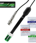 0-14 pH Electrode Probe With 300cm Cable And Replacement BNC Connector, buffering solution packets shown