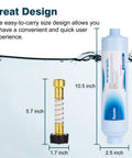2 Pack RV Inline Water Filter And Hose Protector Kit For Camper Boat Rig NSF Certified To Crush Chlorine Sediment Nasty Smells Boost Flow And Serve Up Crisp Fresh Drinking Water For Your Next Trip, with filter sizes. 